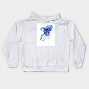 Blue Beautiful Octopus Kids Hoodie